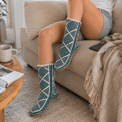 Hand-Knit Slipper Socks with Suede Soles - From The Andes