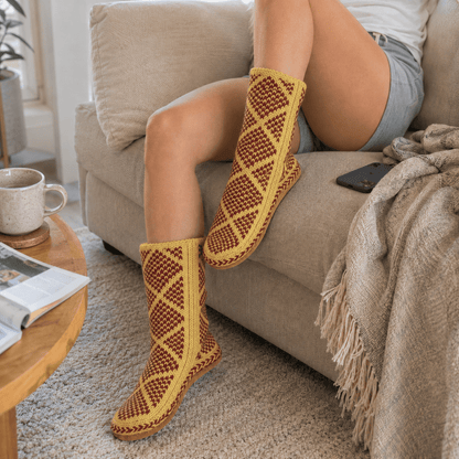 Hand-Knit Slipper Socks with Suede Soles - From The Andes