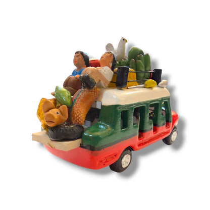 Hand - Painted Ceramic Chiva Bus - From The Andes