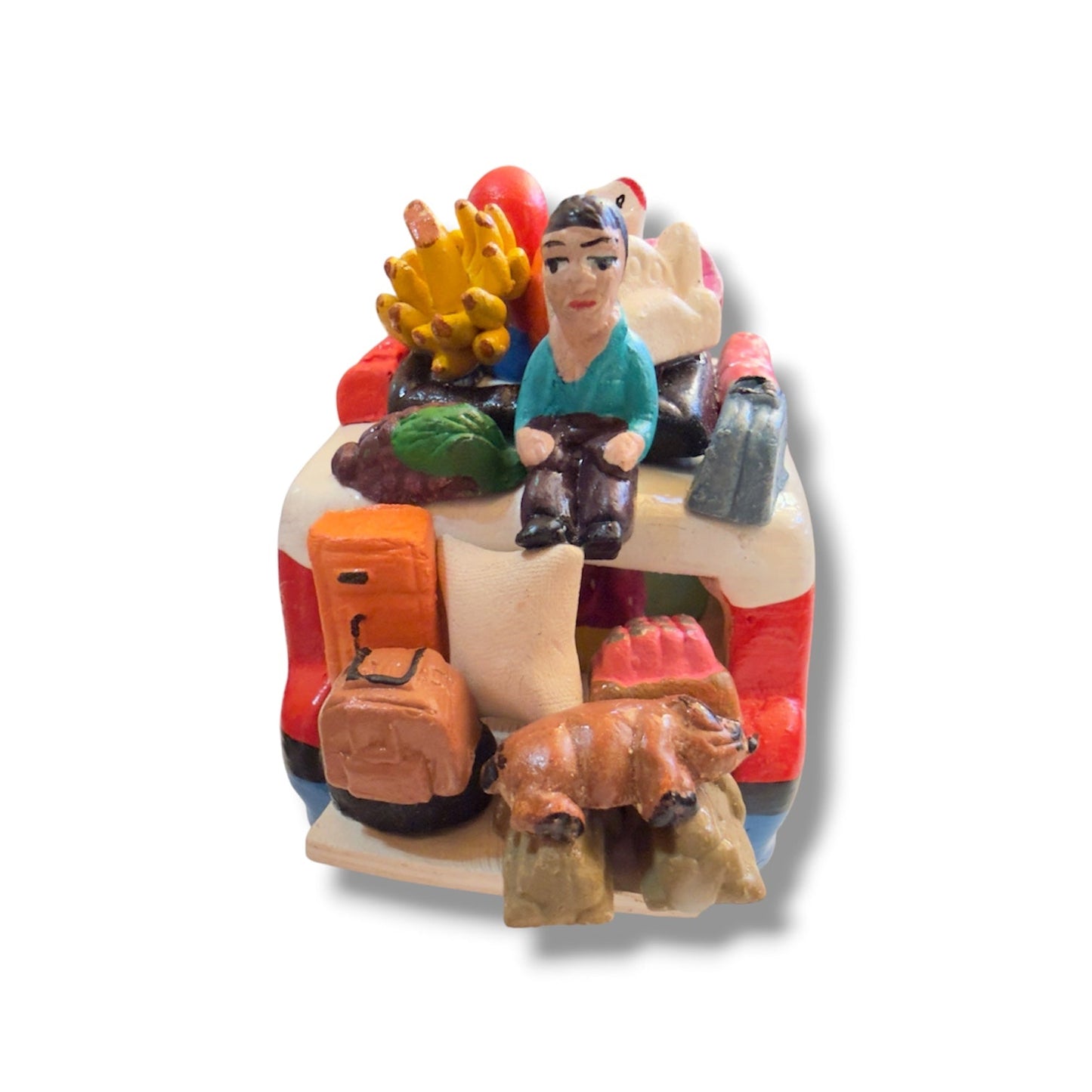Hand - Painted Ceramic Chiva Bus - From The Andes