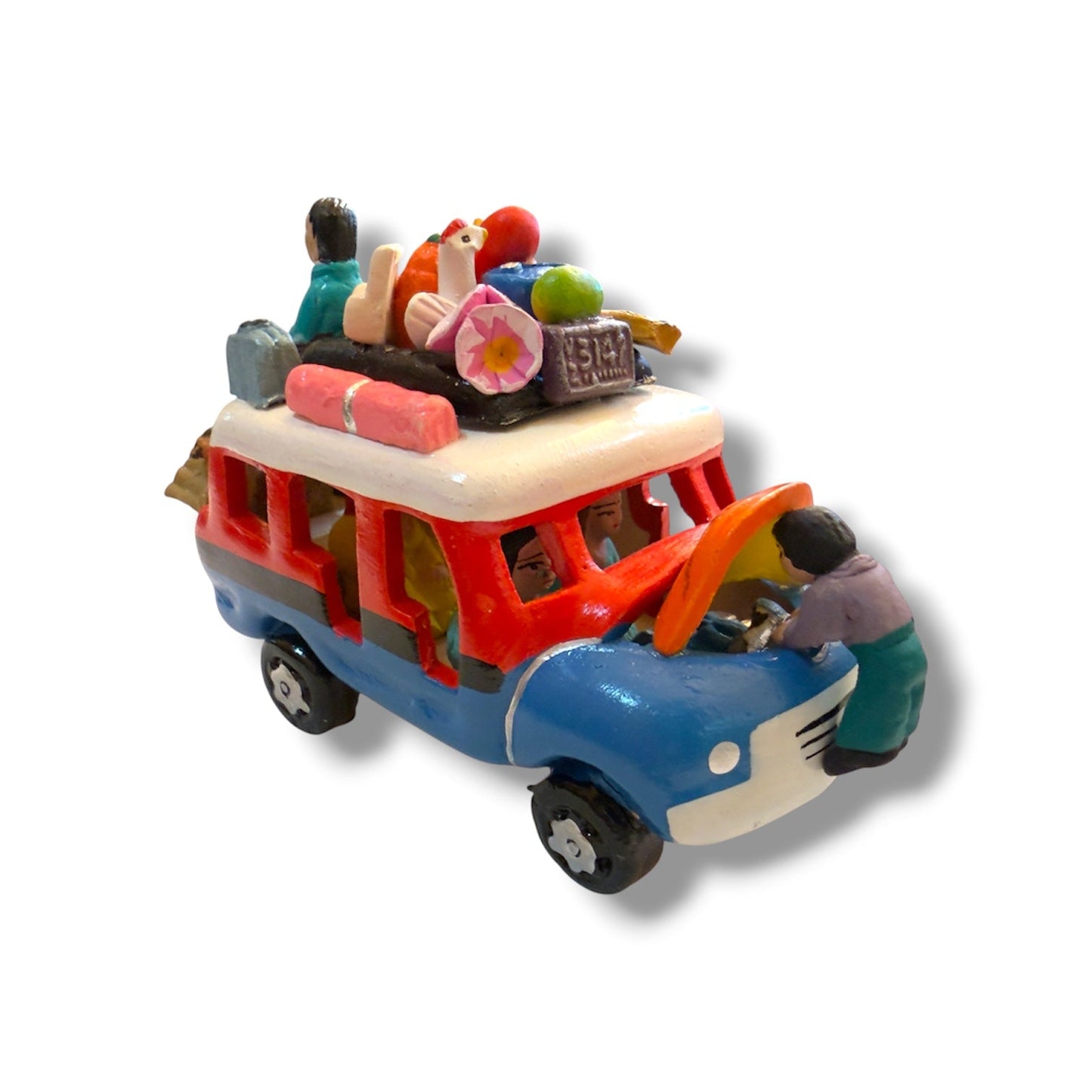 Hand - Painted Ceramic Chiva Bus - From The Andes