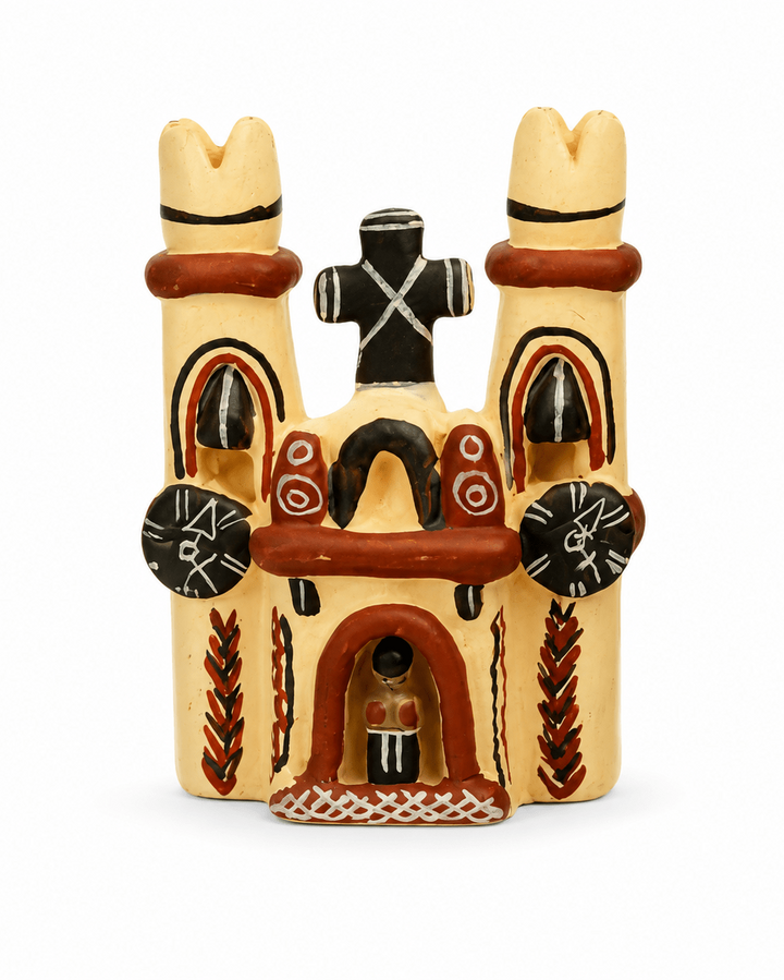 Hand - Painted Peruvian Church Miniature - From The Andes