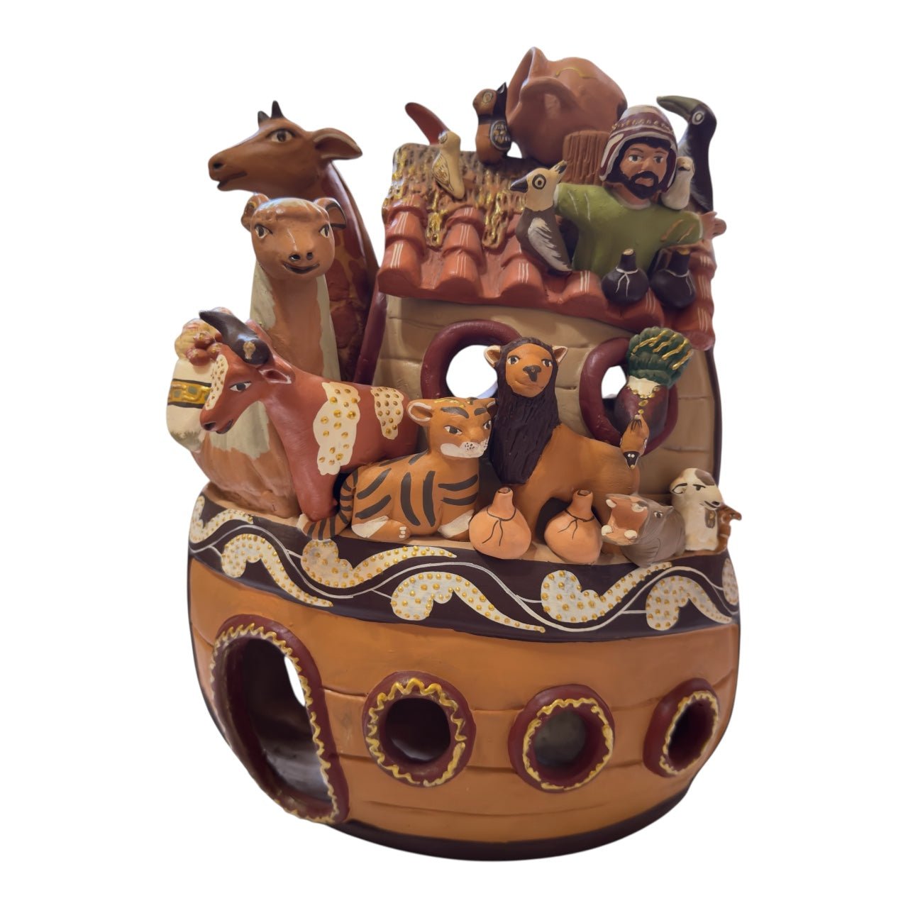 Handcrafted Peruvian Ceramic Ark – Ayacucho Folk Art Sculpture (12 in) - From The Andes
