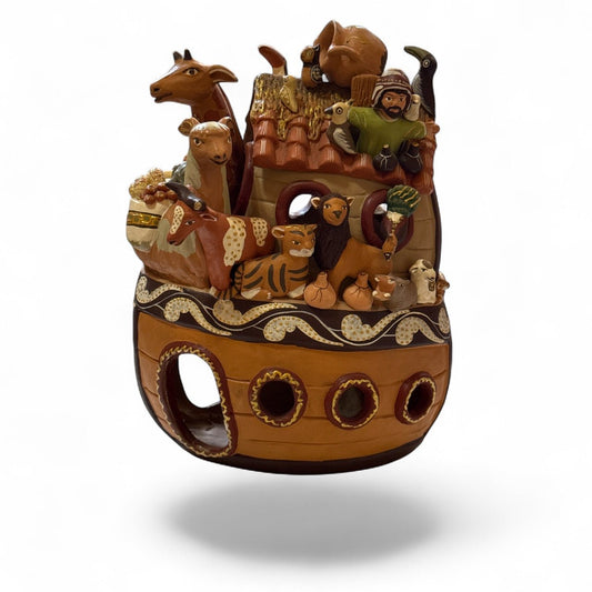 Handcrafted Peruvian Ceramic Ark – Ayacucho Folk Art Sculpture (12 in) - From The Andes