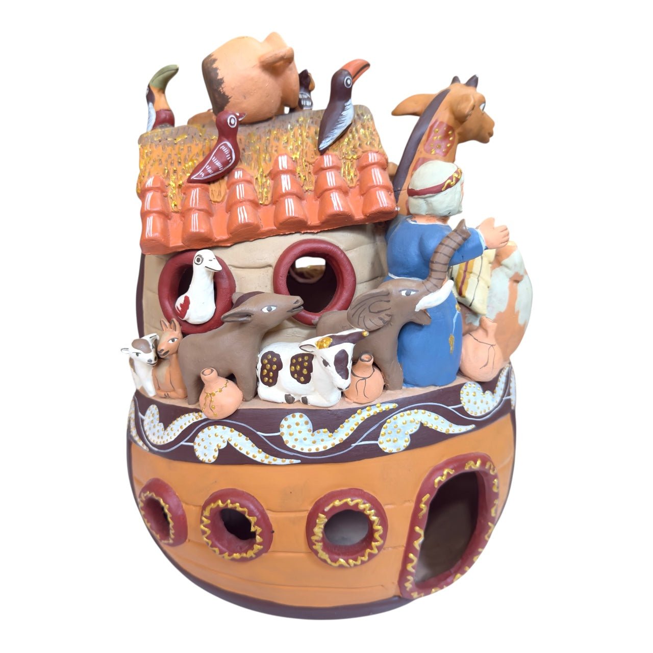 Handcrafted Peruvian Ceramic Ark – Ayacucho Folk Art Sculpture (12 in) - From The Andes