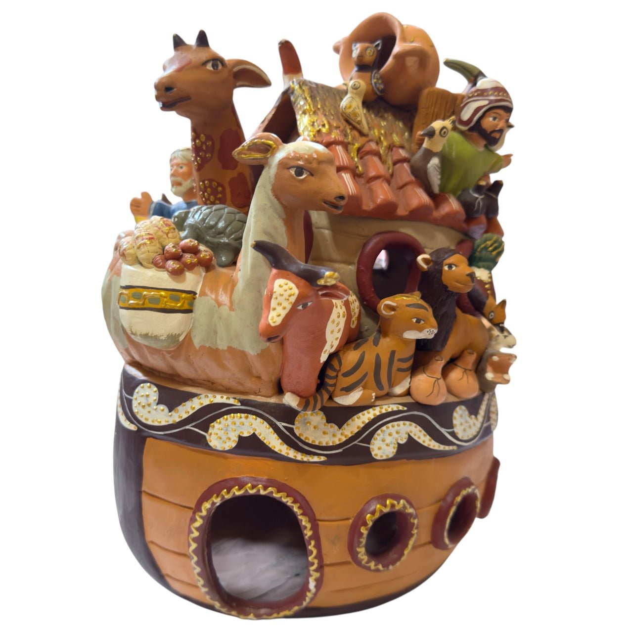 Handcrafted Peruvian Ceramic Ark – Ayacucho Folk Art Sculpture (12 in) - From The Andes