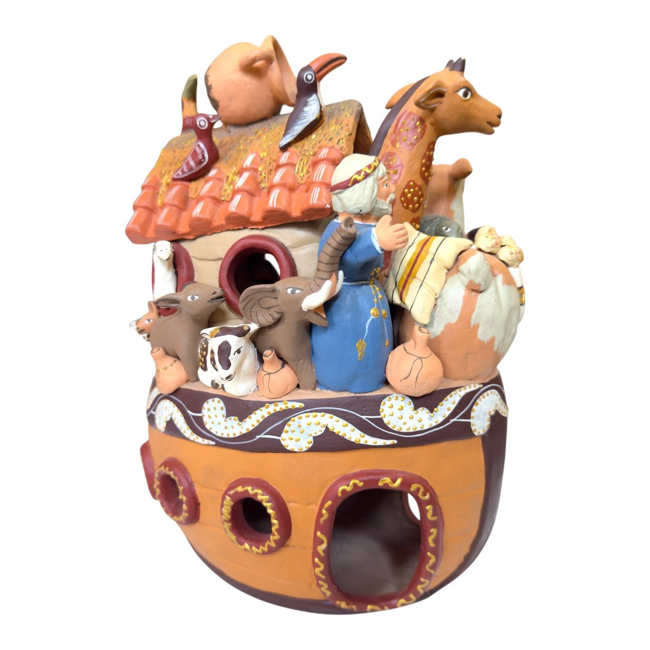 Handcrafted Peruvian Ceramic Ark – Ayacucho Folk Art Sculpture (12 in) - From The Andes