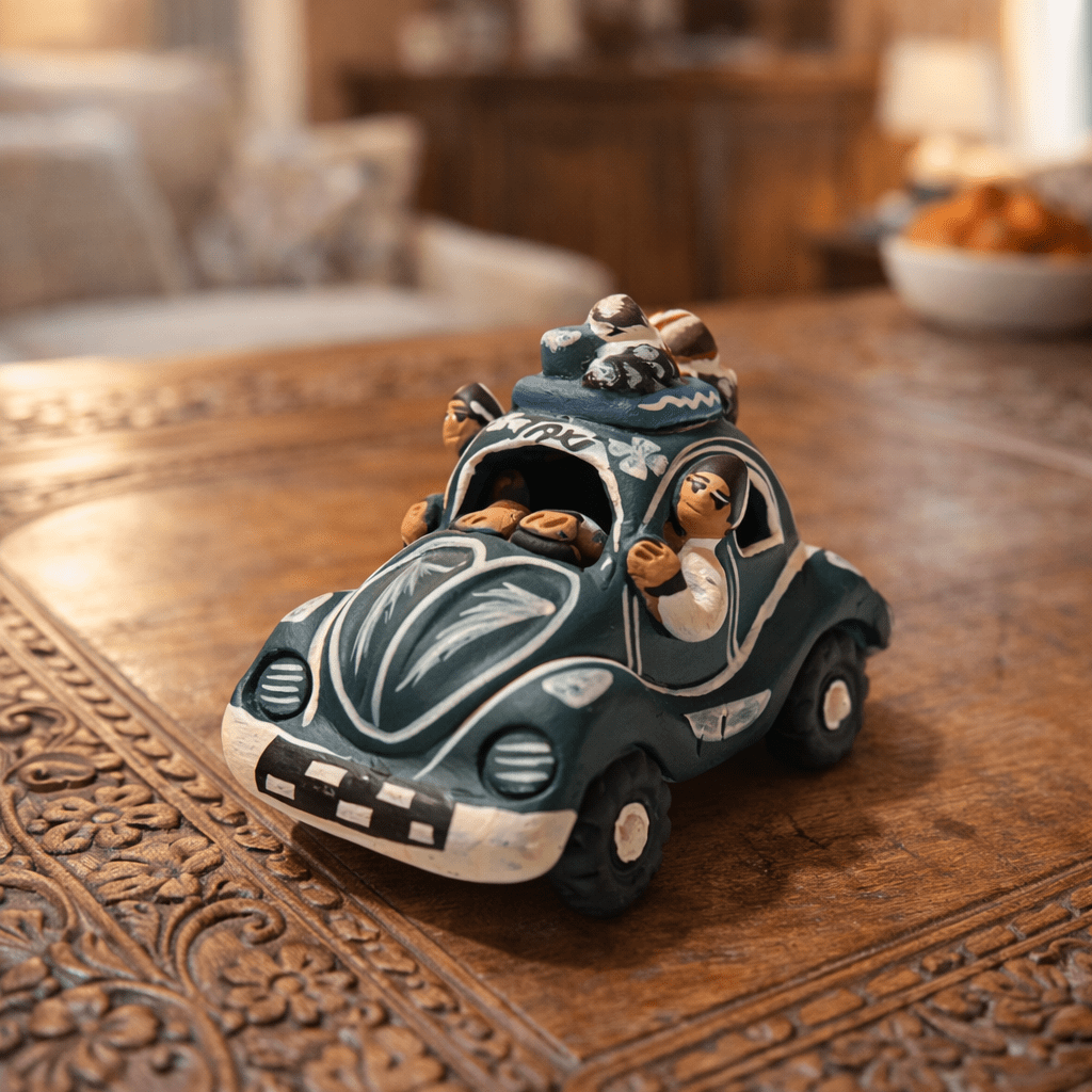 Handcrafted Peruvian Volkswagen Beetle Folk Art Figurine - From The Andes