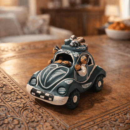 Handcrafted Peruvian Volkswagen Beetle Folk Art Figurine - From The Andes