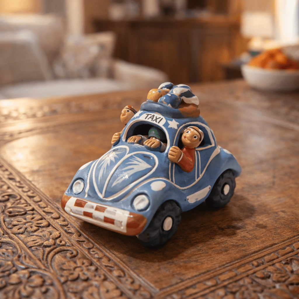 Handcrafted Peruvian Volkswagen Beetle Folk Art Figurine - From The Andes