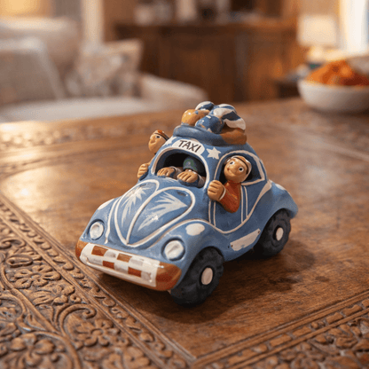 Handcrafted Peruvian Volkswagen Beetle Folk Art Figurine - From The Andes