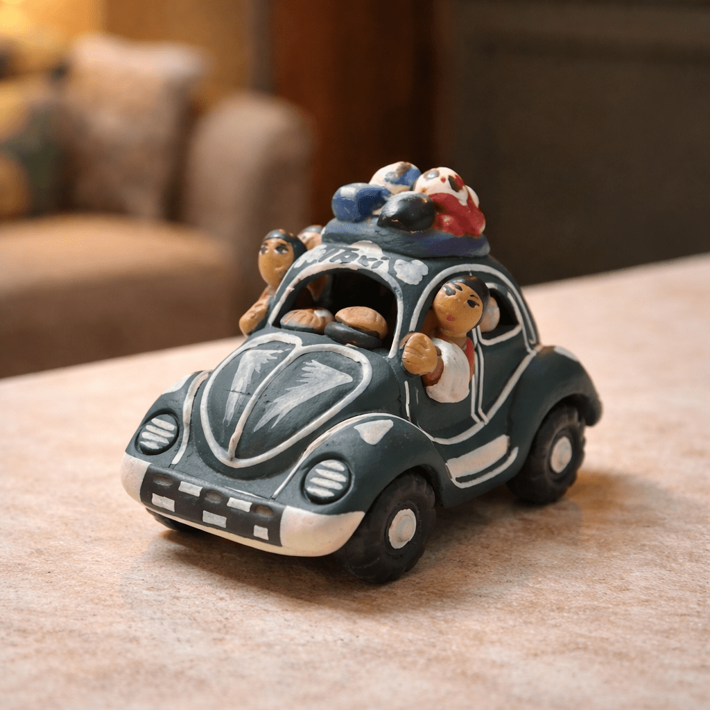 Handcrafted Peruvian Volkswagen Beetle Folk Art Figurine - From The Andes