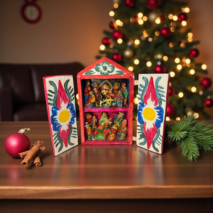 Handmade Peruvian Retablo Nativity Shrine - From The Andes