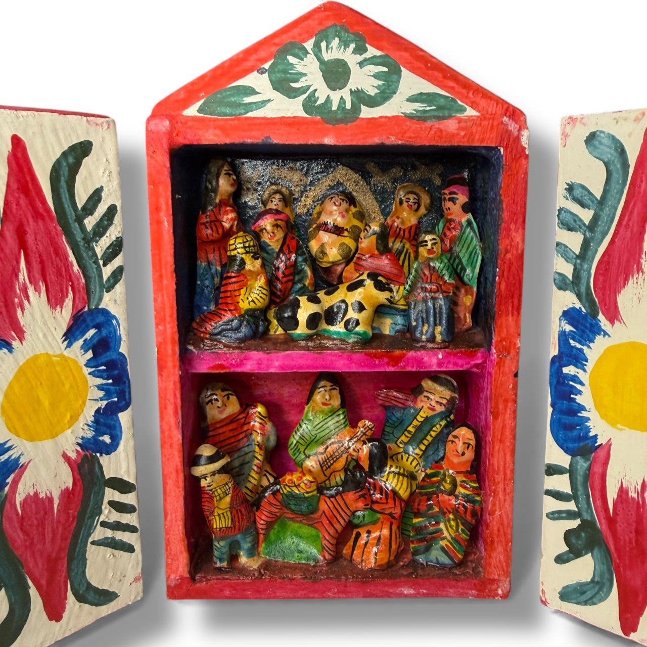 Handmade Peruvian Retablo Nativity Shrine - From The Andes