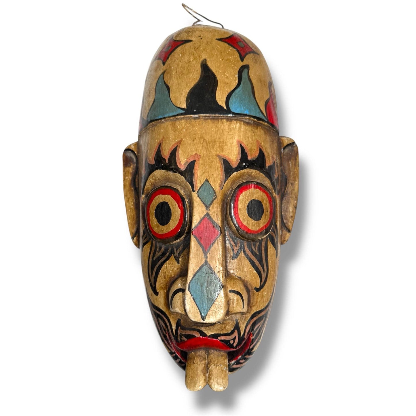 Indonesian Hand - Carved Folk Mask with Buck Teeth Motif - From The Andes