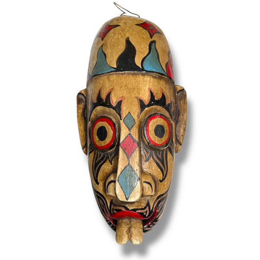 Indonesian Hand - Carved Folk Mask with Buck Teeth Motif - From The Andes