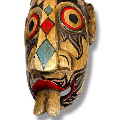Indonesian Hand - Carved Folk Mask with Buck Teeth Motif - From The Andes