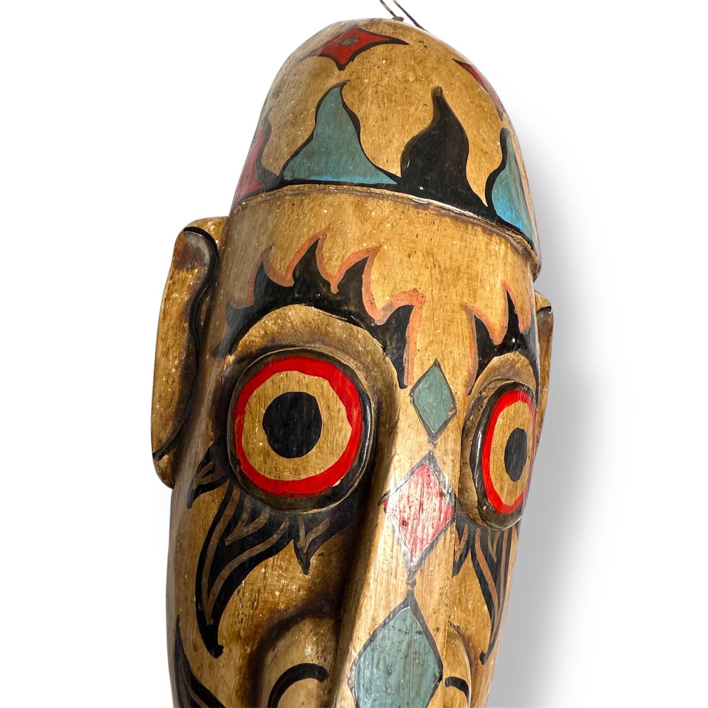 Indonesian Hand - Carved Folk Mask with Buck Teeth Motif - From The Andes