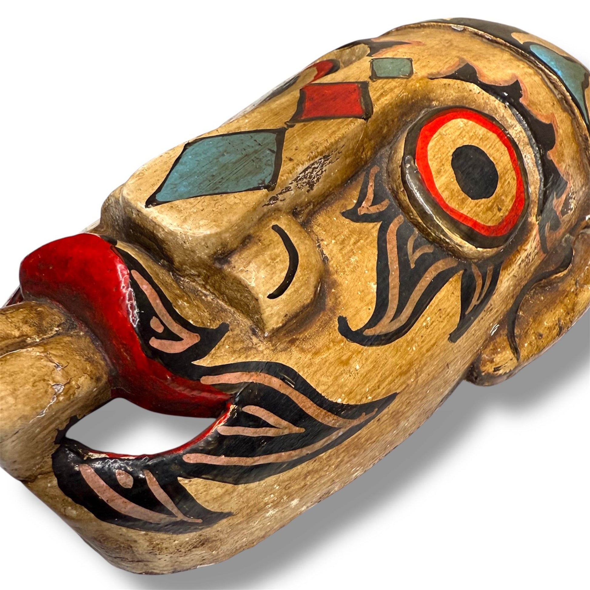 Indonesian Hand - Carved Folk Mask with Buck Teeth Motif - From The Andes