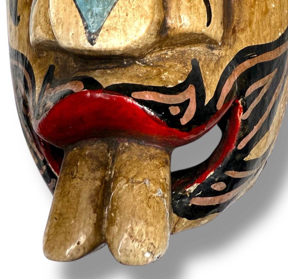 Indonesian Hand - Carved Folk Mask with Buck Teeth Motif - From The Andes