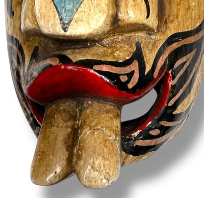 Indonesian Hand - Carved Folk Mask with Buck Teeth Motif - From The Andes