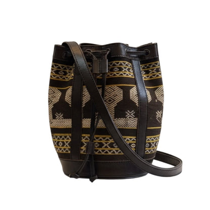 Indonesian Tenun Leather Bucket Bag - From The Andes