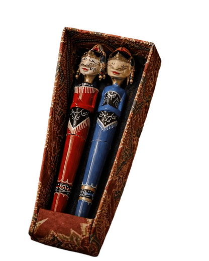 Indonesian Wayang Carved Desk Figures Set - From The Andes