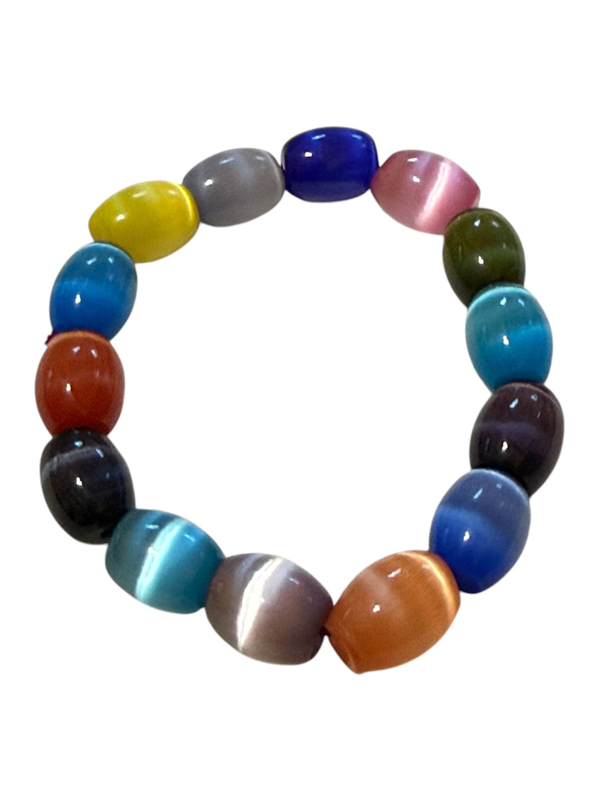 Kaleidoscope Multicolour Cat’s-Eye Glass Bracelet - From The Andes