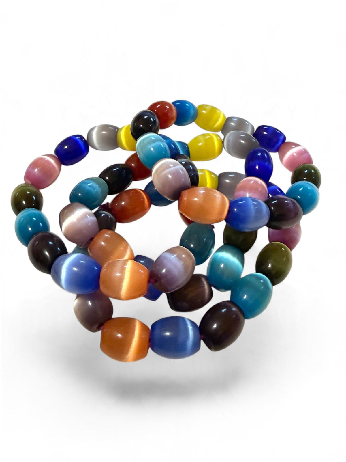 Kaleidoscope Multicolour Cat’s-Eye Glass Bracelet - From The Andes