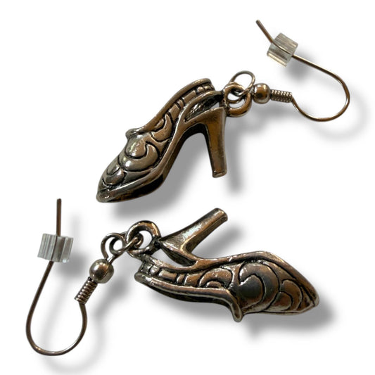 Mexican Pewter High Heel Earrings - From The Andes