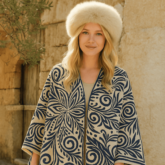 Midnight Bloom Alpaca Ruana - From The Andes