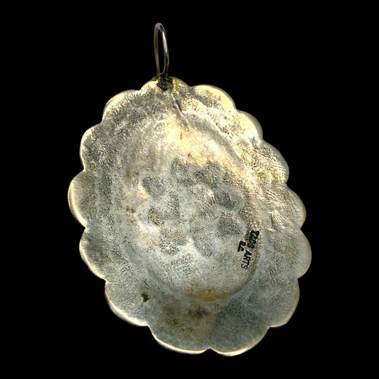 Morning Star Turquoise Silver Quarter Concho Pendant | Taos Pueblo Coin Silver by Taos Arts - From The Andes
