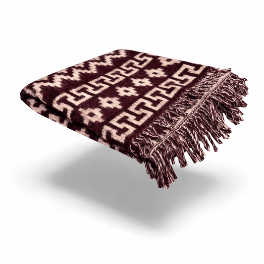 Peruvian Alpaca Andean Geometric Throw Blanket – Chocolate Brown & Ivory 62 × 55 - From The Andes