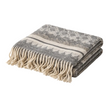 Jeté de lit en alpaga péruvien – Rayures andines anthracite, 152 × 178 cm avec pompons de 10 cm