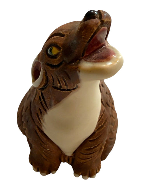 Peruvian Ceramic Howling Coyote Figurine - From The Andes