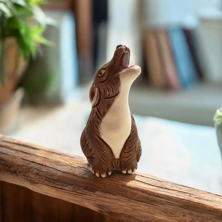 Peruvian Ceramic Howling Coyote Figurine - From The Andes