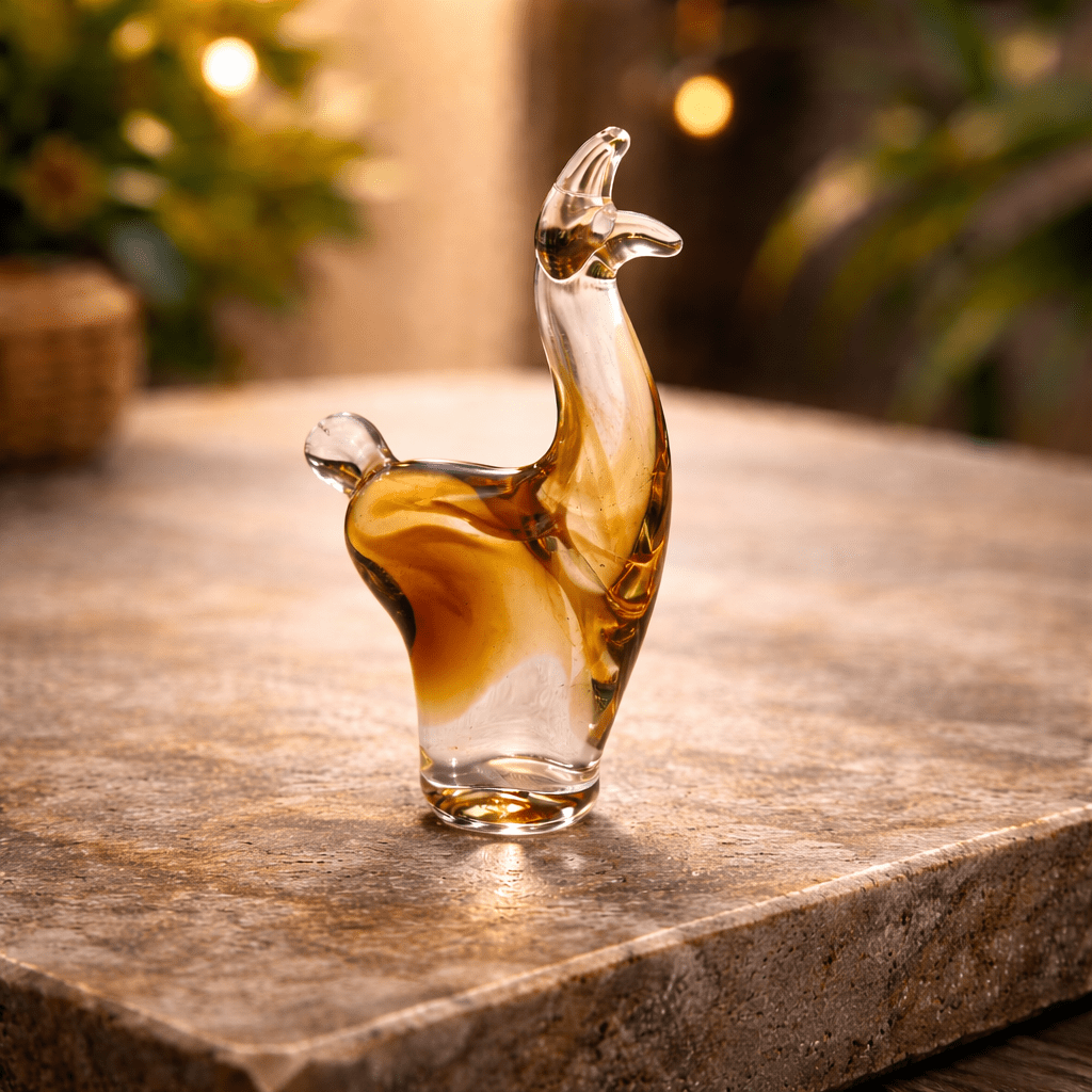 Peruvian Hand - Blown Glass Llama Figurine - From The Andes