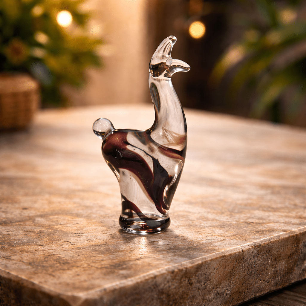 Peruvian Hand - Blown Glass Llama Figurine - From The Andes