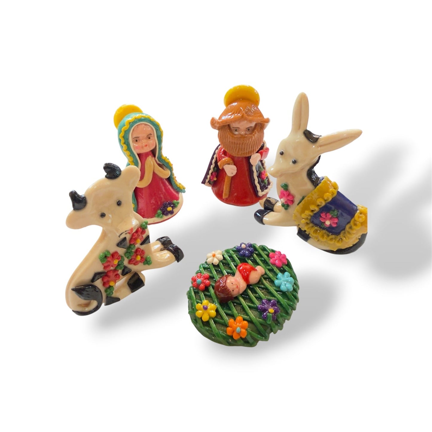 Peruvian Hand - Painted Dough Nativity Set - From The Andes