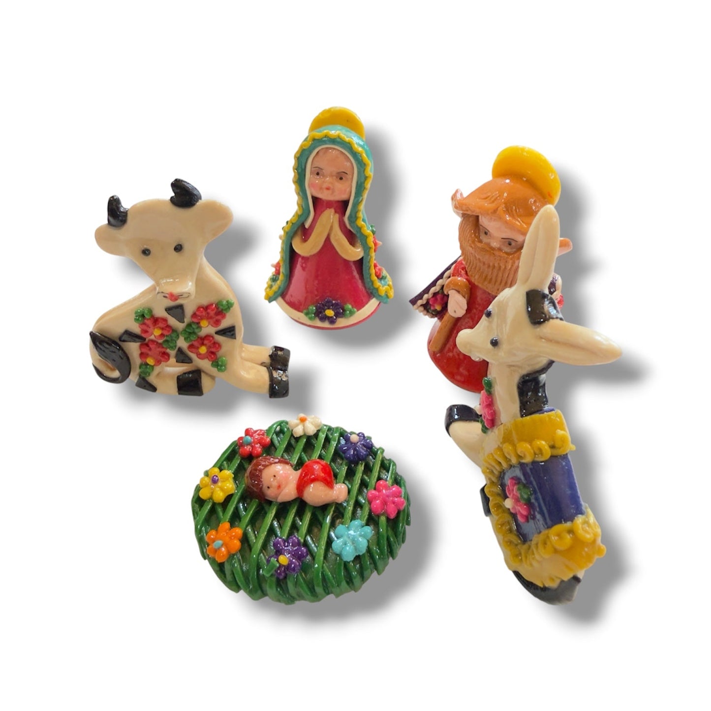 Peruvian Hand - Painted Dough Nativity Set - From The Andes