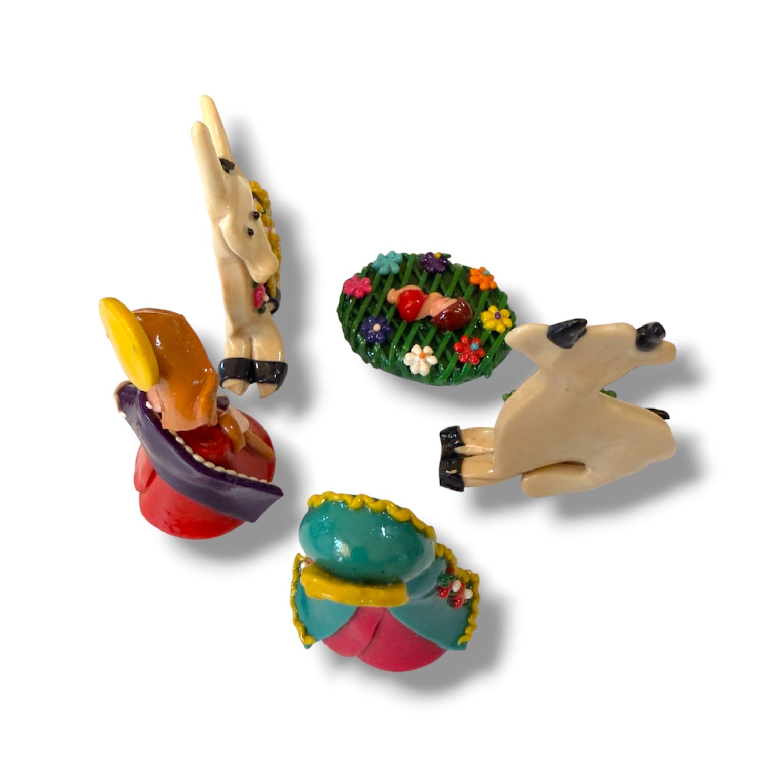 Peruvian Hand - Painted Dough Nativity Set - From The Andes