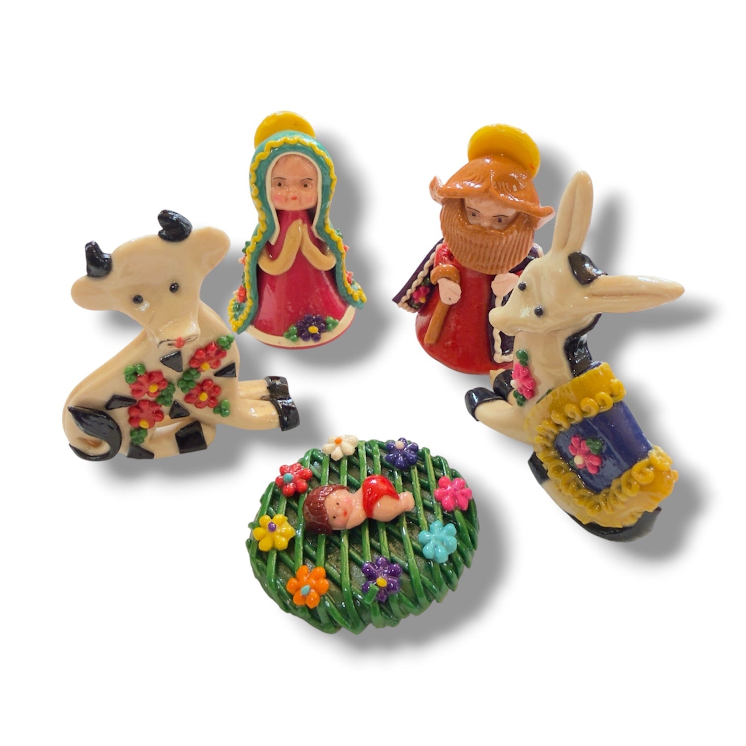 Peruvian Hand - Painted Dough Nativity Set - From The Andes