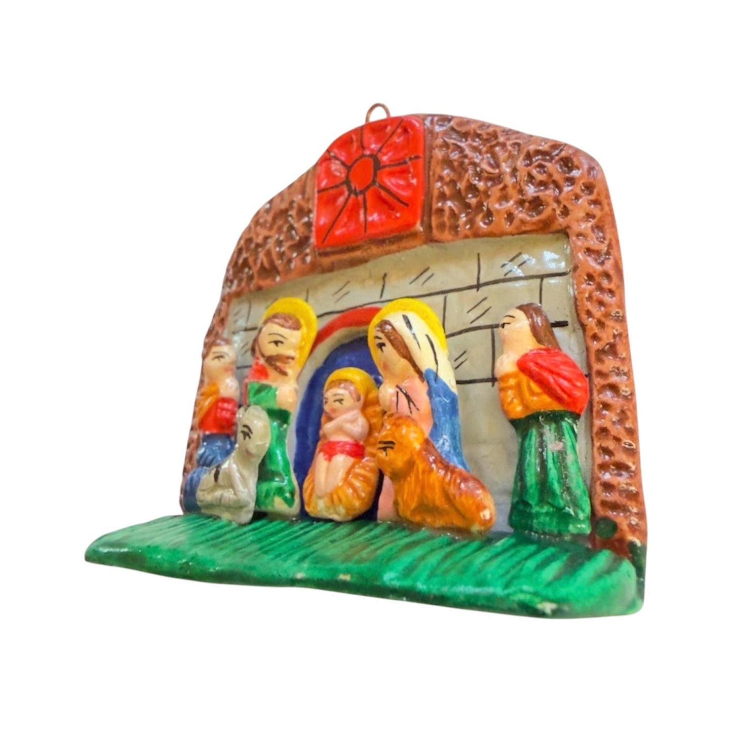 Peruvian Mini Nativity Ornament, Hand Painted Christmas Crèche - From The Andes