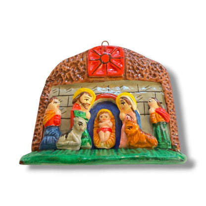 Peruvian Mini Nativity Ornament, Hand Painted Christmas Crèche - From The Andes