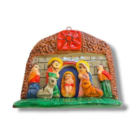 Peruvian Mini Nativity Ornament, Hand Painted Christmas Crèche - From The Andes