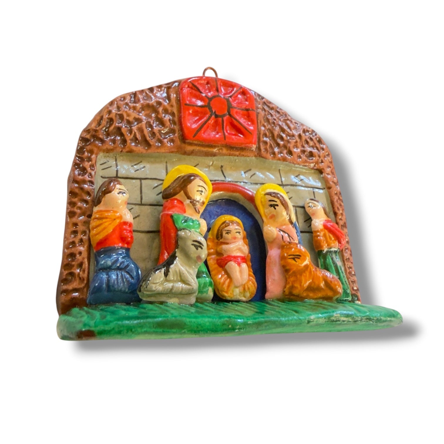 Peruvian Mini Nativity Ornament, Hand Painted Christmas Crèche - From The Andes