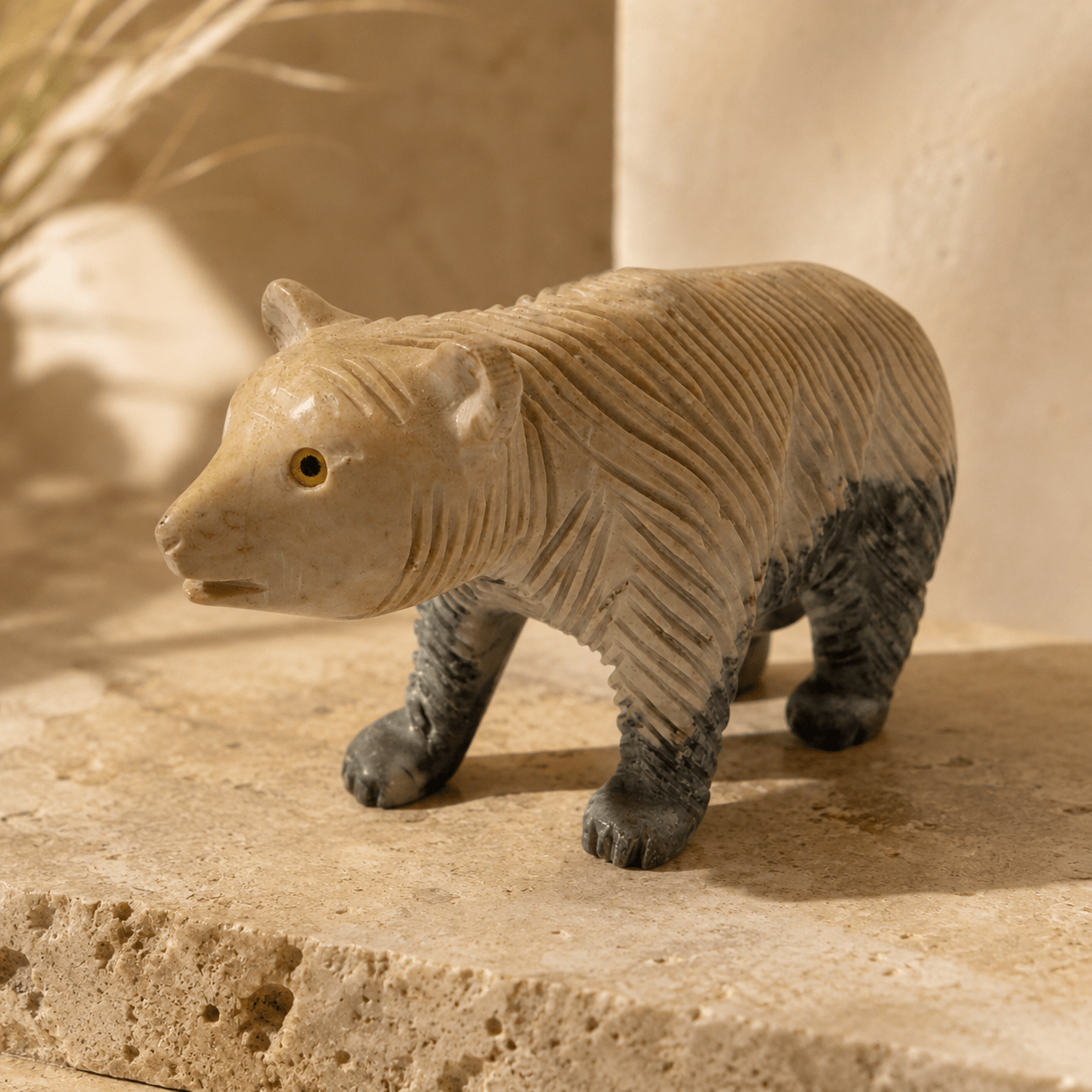 Peruvian Stone Bear Figurine - From The Andes