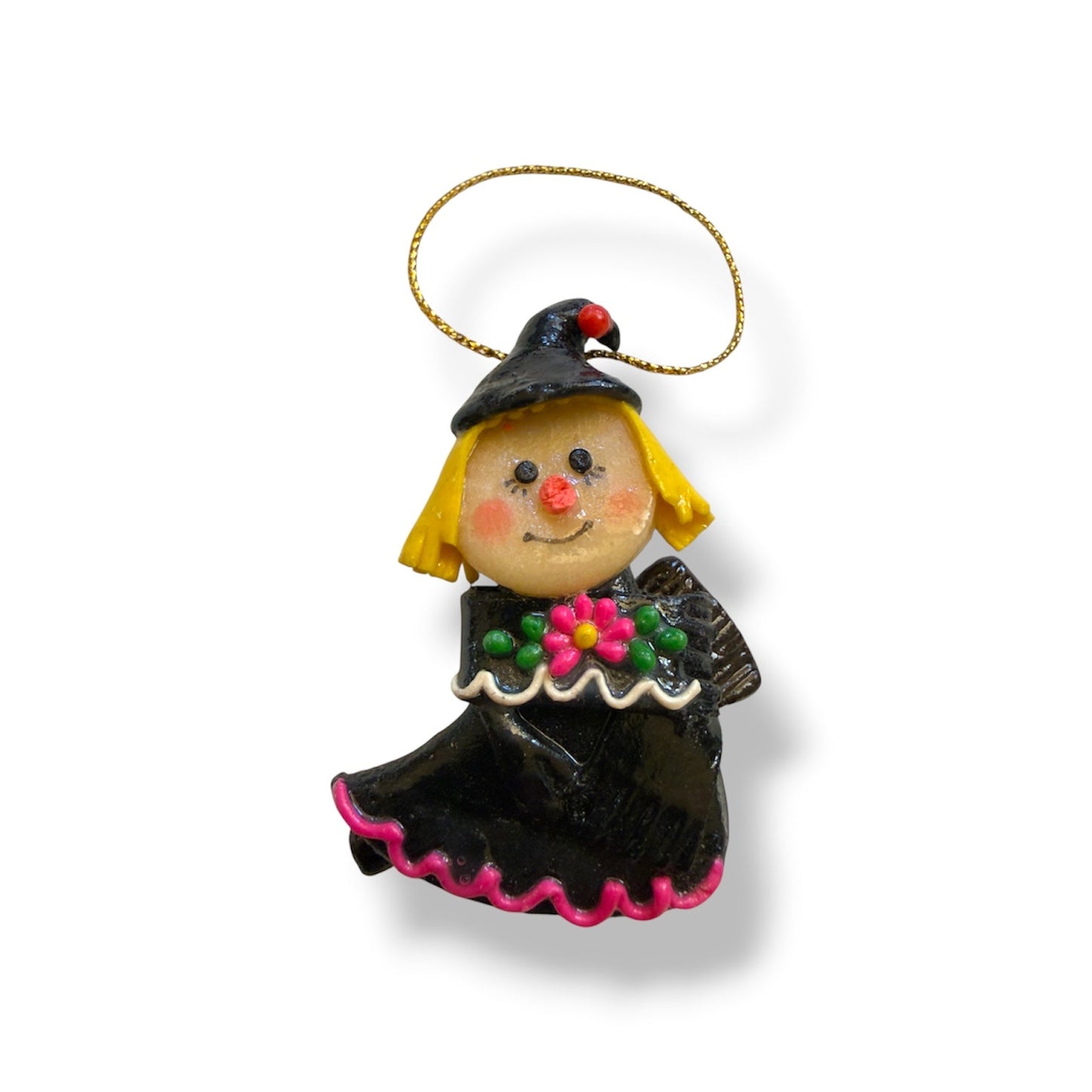 Peruvian Witch Christmas Ornament, Hand Painted Salt Dough - From The Andes