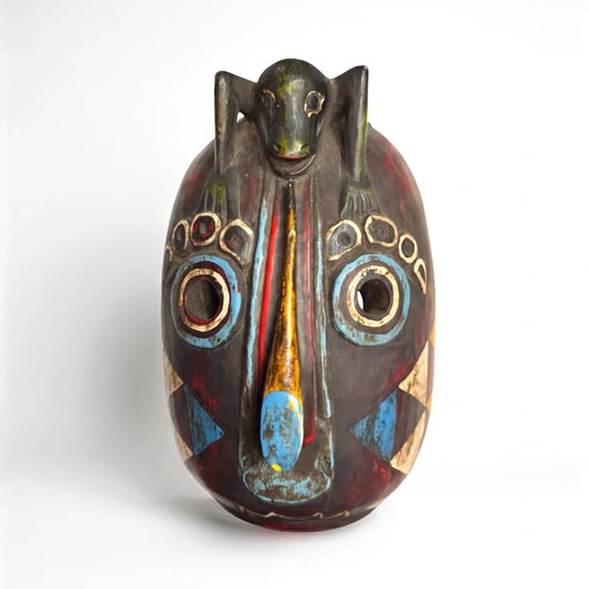 Indonesian Animal Spirit Mask with Crowned Figure