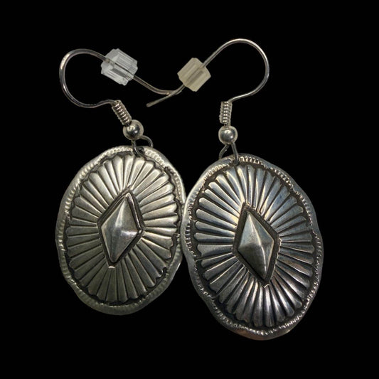 Starburst Diamond Dime Concho Earrings | Taos Pueblo Coin Silver by Taos Arts - From The Andes